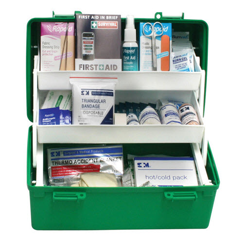 Domestic Kit in a Portable Two Tray Plastic Container