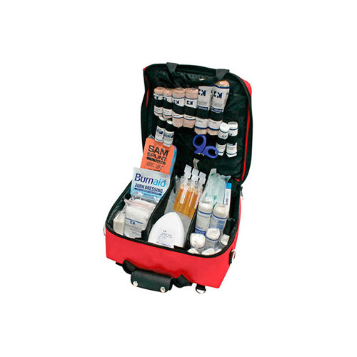First Responder Emergency Kit In Red Bag With Shoulder Strap