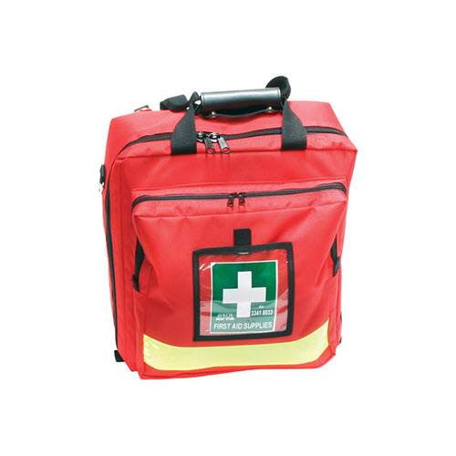 First Responder Emergency Kit In Red Bag With Shoulder Strap