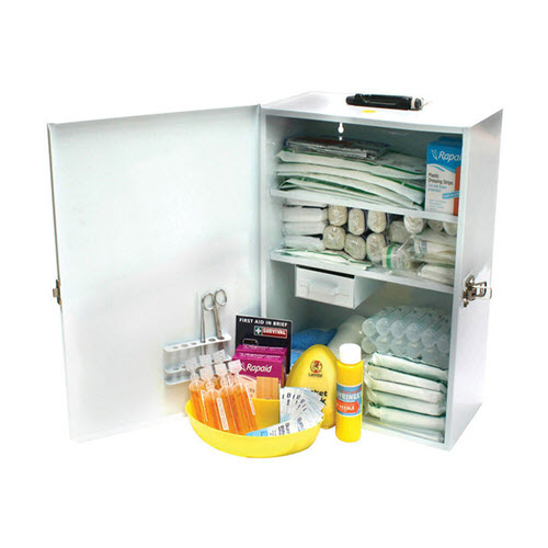 School (21-100) Kit in a Wall Mounted Metal Cabinet 