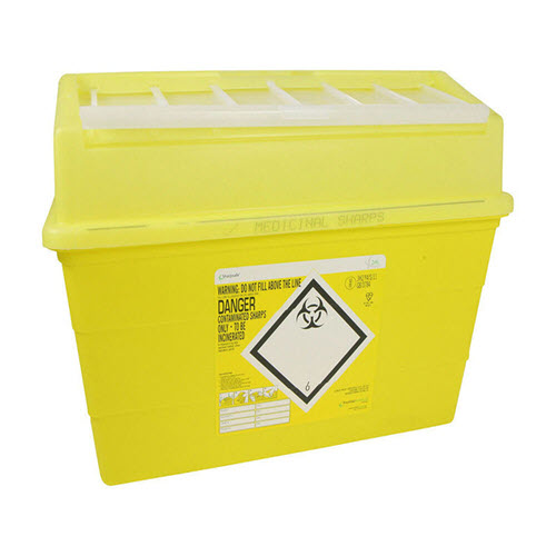 Sharps Container 24L Swing Top with Flange and Seal