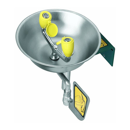 Aerated Eye Wash Unit Wall Mounted, Hand Push Flag