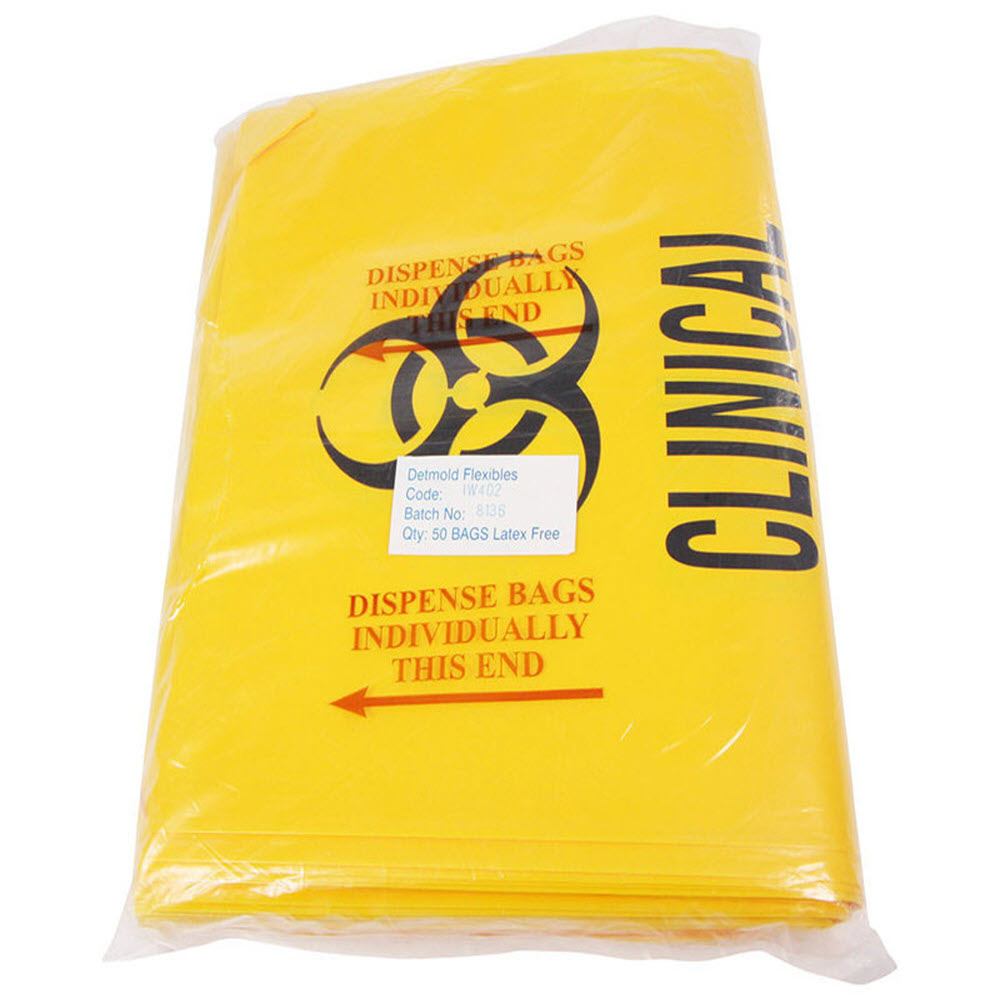 Yellow Biohazard Waste Bags 120mm x 800mm (50) Alpha First Aid