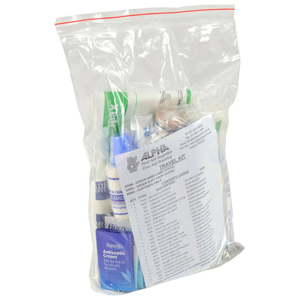Travellers Kit Contents only/Refill Pack - Alpha First Aid