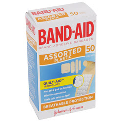 J&J Bandaid Assorted Shaped Plastic Dressings - (50)