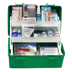 Domestic Kit in a Portable Two Tray Plastic Container