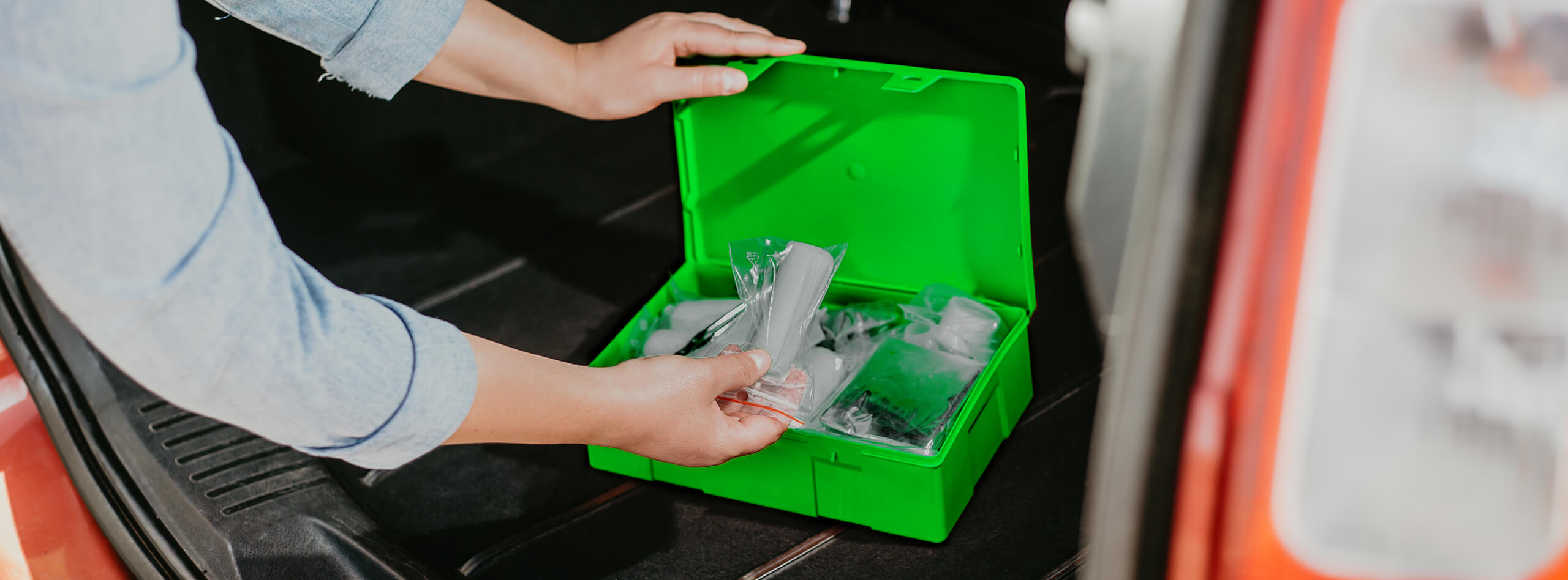 First Aid Kit in boot of vehicle