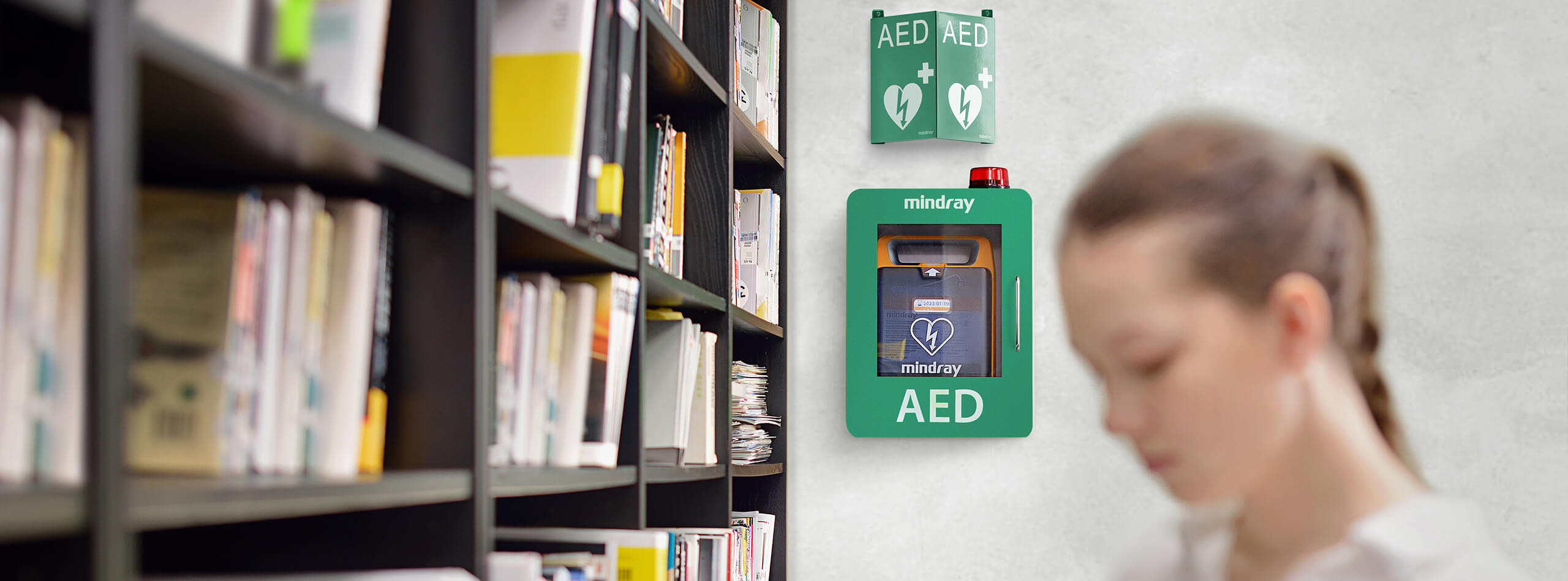 Automated External Defibrillator in Public library
